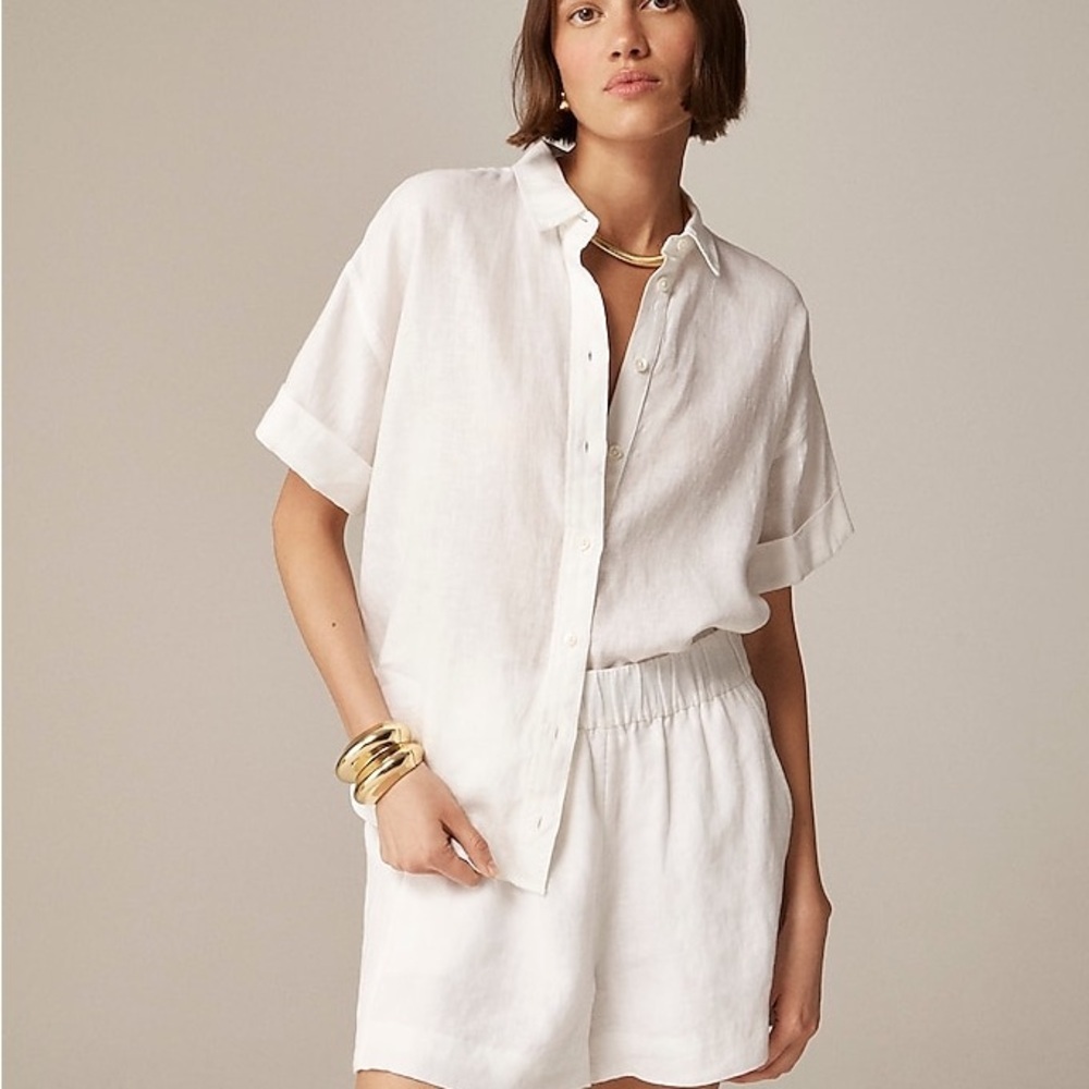 Jcrew White Baird Mcnutt Irish Linen short sleeve button down